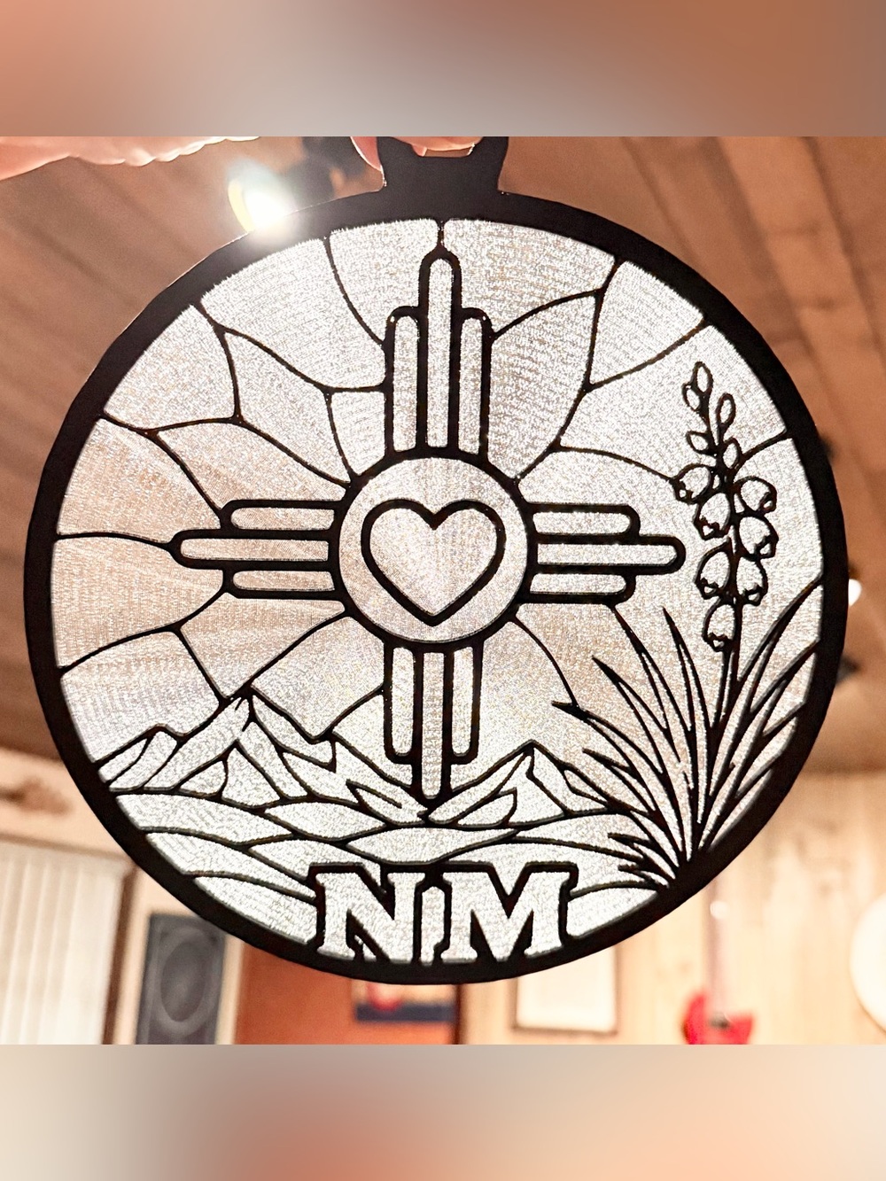 New Mexico Zia Sun Suncatcher, Color Your Own Stained Window Decor Handmade